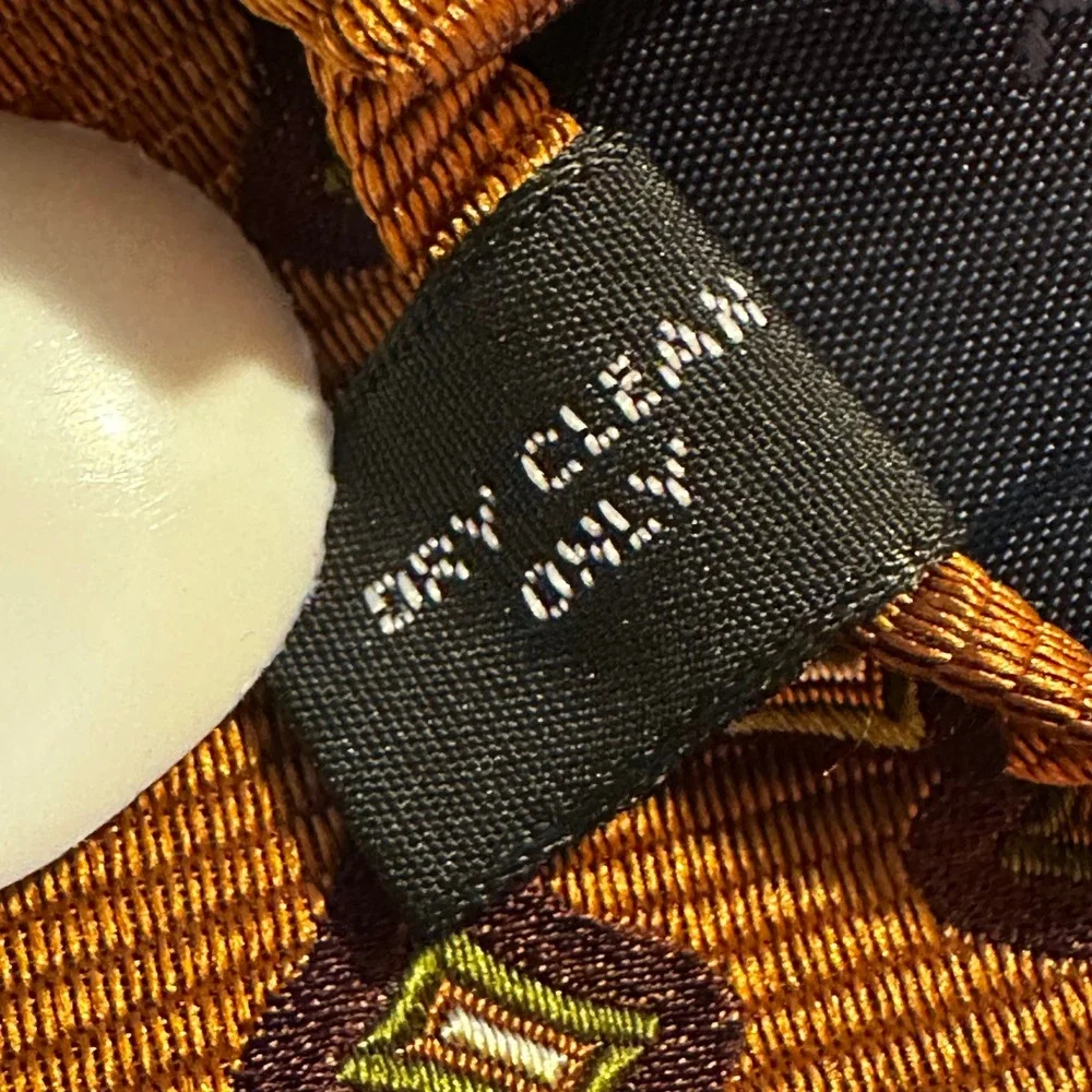 Barneys New York Mens‎ Silk Geometric Tie 59 x 3.75 Gold Purple Italy Vintage